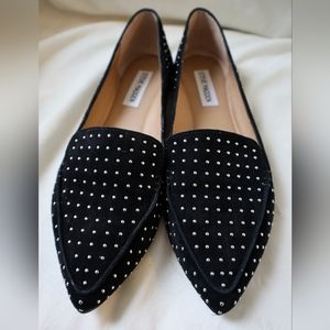 Steve Madden Black Suede Feather Flats